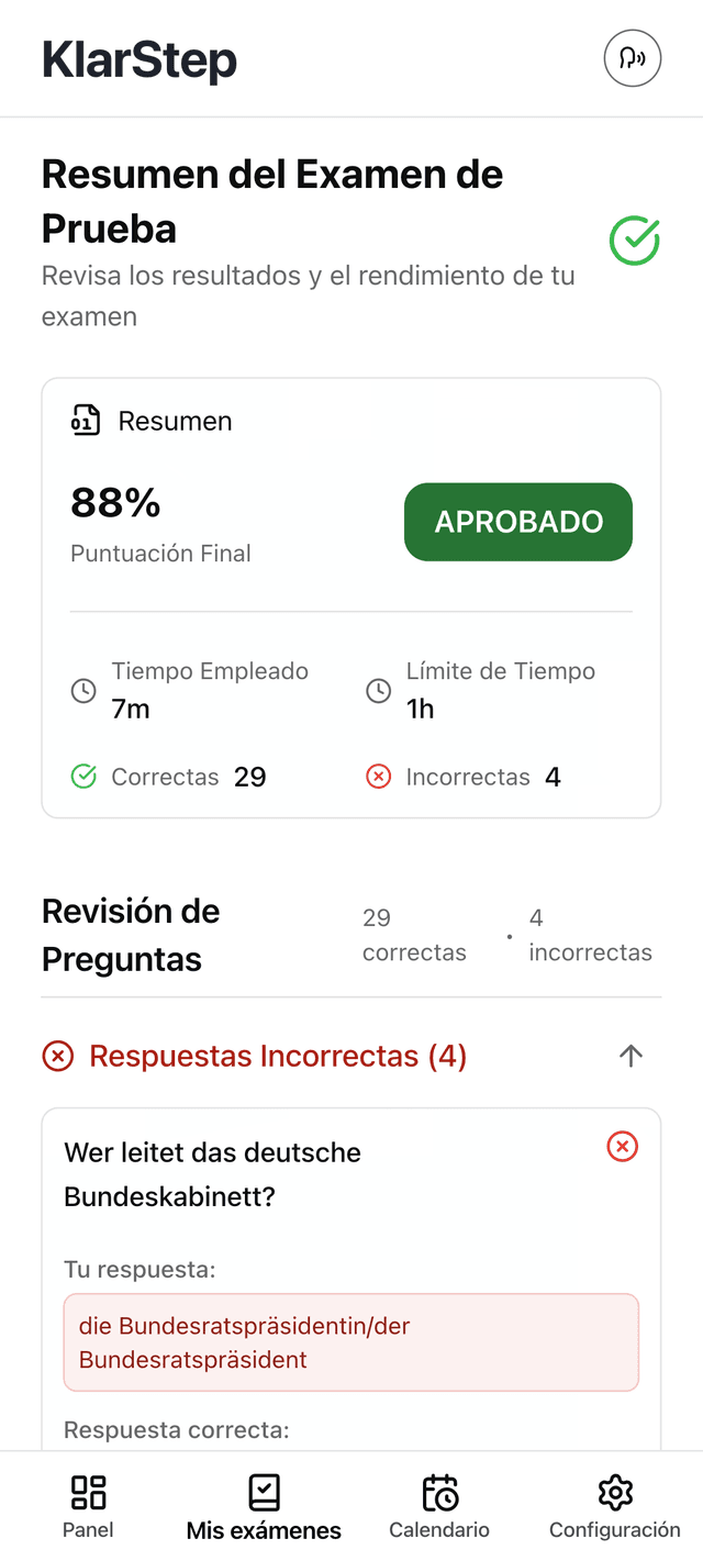 KlarStep application screenshot
